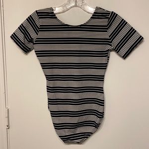 Navy and white striped leotard